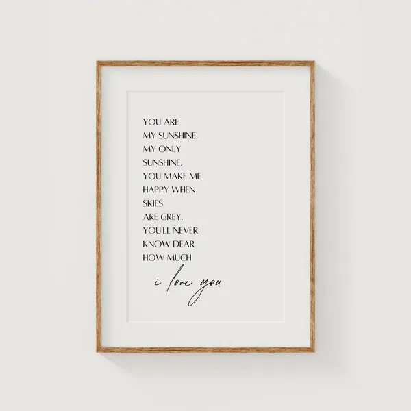 You Are My Sunshine Nursery Print, Neutral Decor