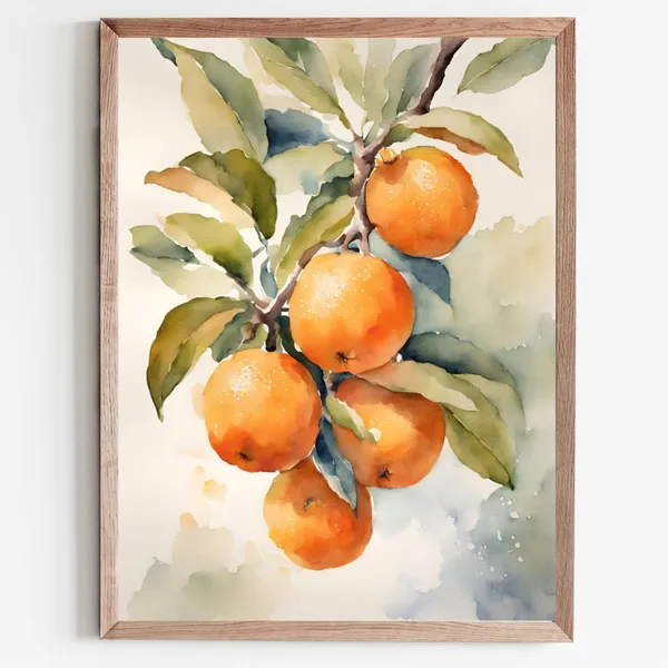 Orange Tree Painting Clementine Art Print, Kitchen Decor