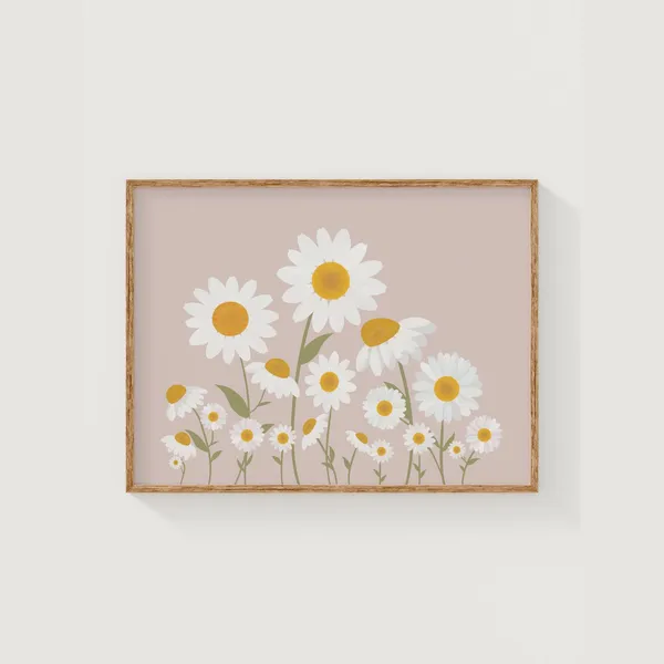 Field of Daisies, Pink Floral Nursery Art Print