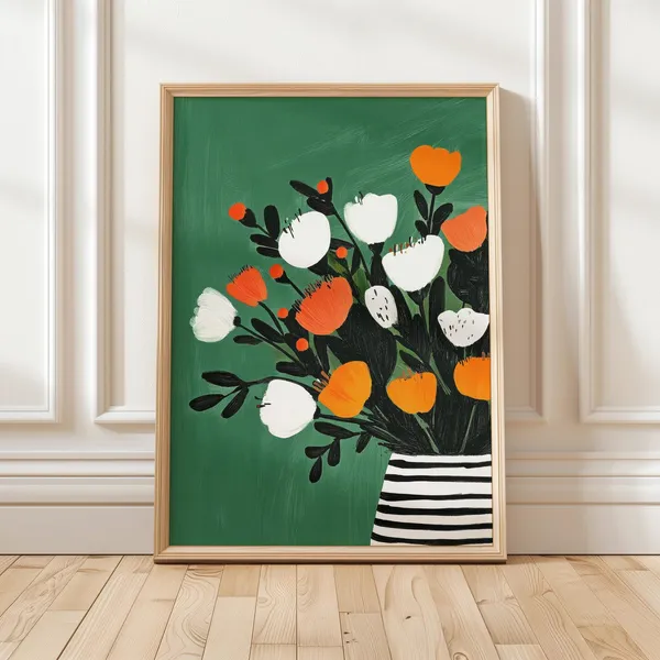 Bold Modern Floral Bouquet, Whimsical Botanical Art Print