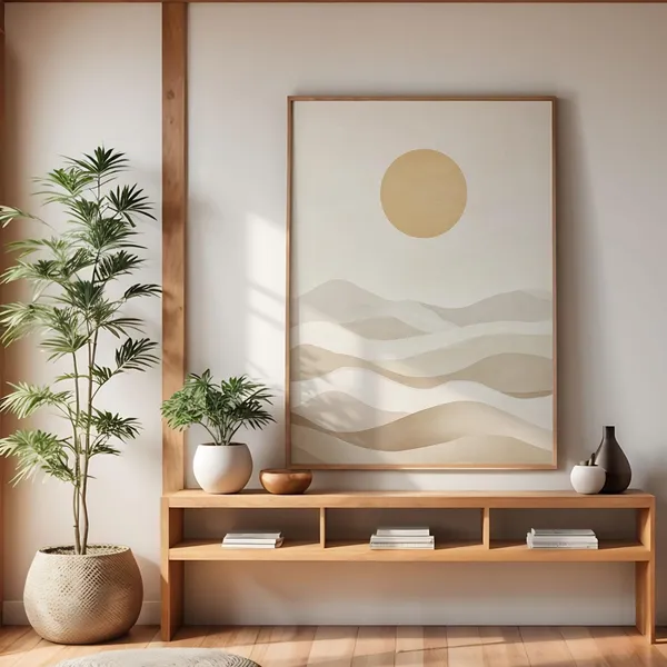 Japandi Dunes and Golden Sun Desert Art Print