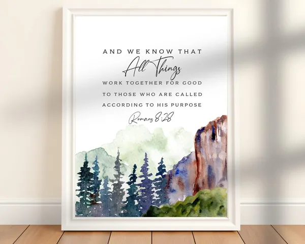 Romans 8:28 Watercolor Rustic Mountain Landscape Art Print