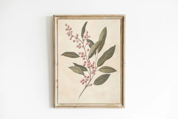 Vintage Botanical Print, Farmhouse Kitchen Decor