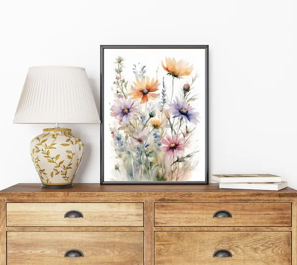 Wildflowers Painting Spring Meadow Art Print