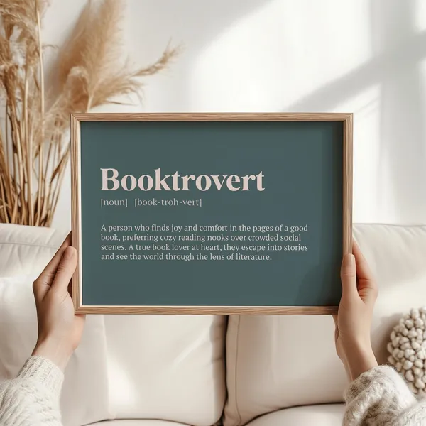 Booktrovert Print, Book Lover Definition Art