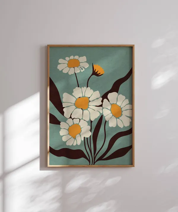 Retro Daisy Print, Vintage Matisse-Style Poster