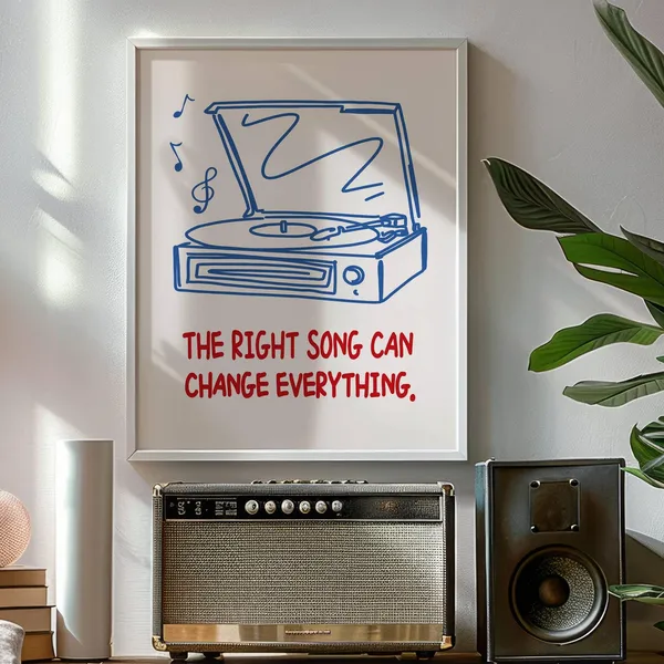 Retro Music Vinyl Record Poster, Room Decor Note