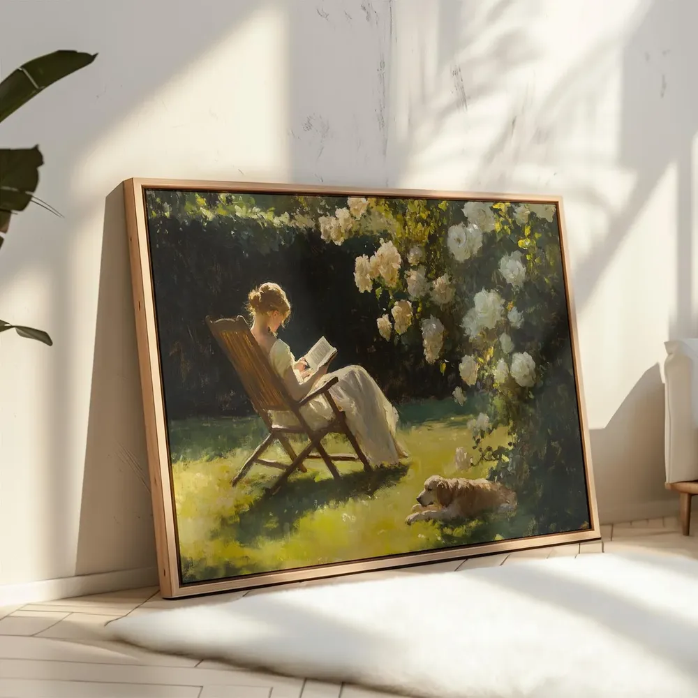Vintage Garden Reading, Cottagecore Floral Art Print - Image 5