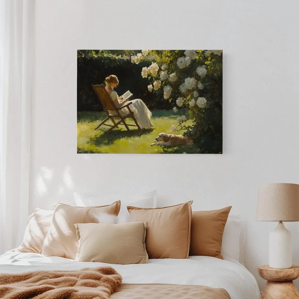 Vintage Garden Reading, Cottagecore Floral Art Print - Image 3