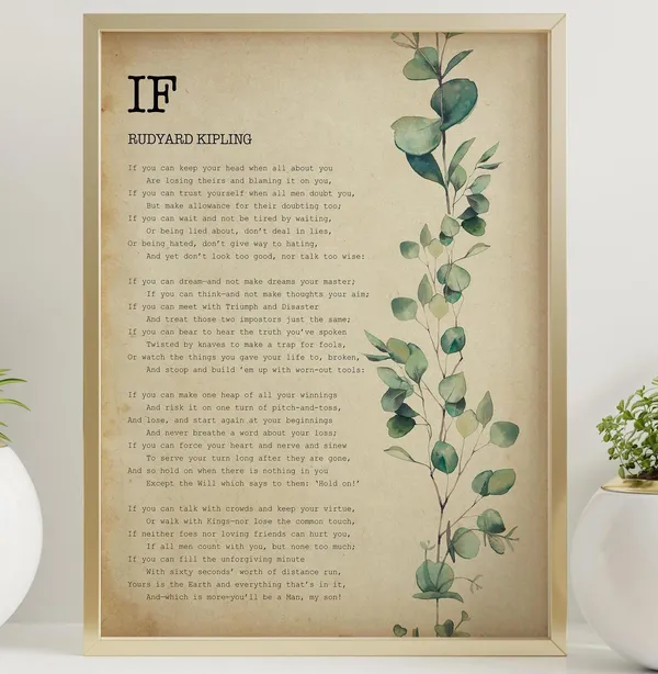Rudyard Kipling Poem Print, Literary Wall Art