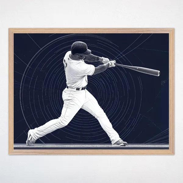 Baseball Athlete Swinging Bat, Boys Room Art Print