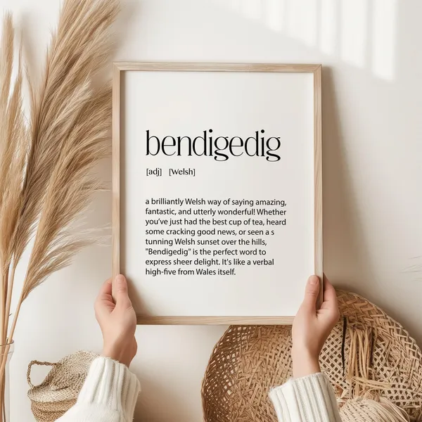 Bendigedig Welsh Typography Poster, Cymru Art Print