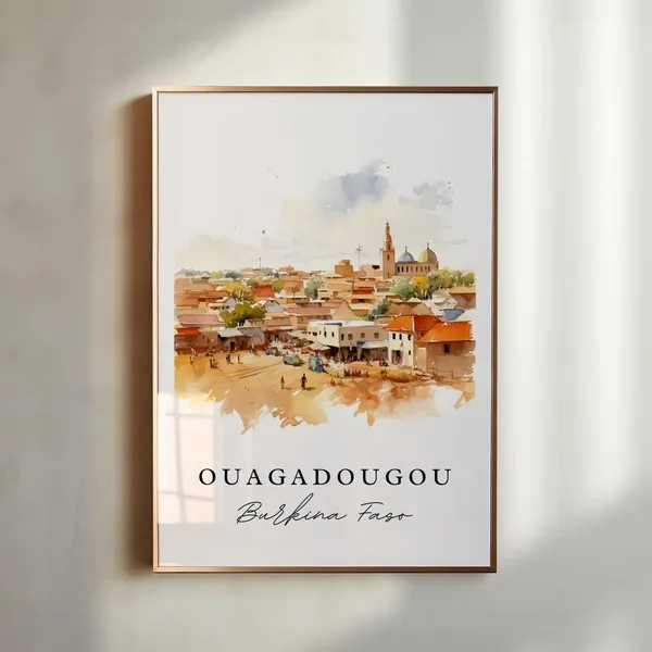 Ouagadougou Burkina Faso Art Print, Custom Text