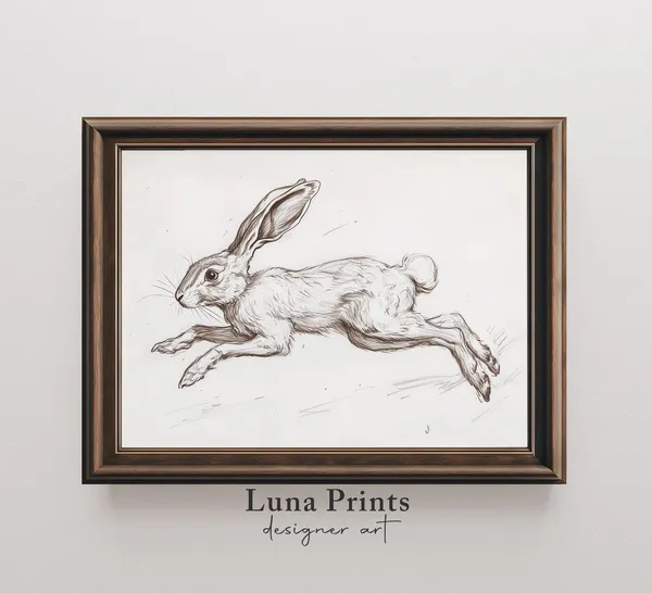 Spring Bunny Art Easter Rabbit Sketch Poster