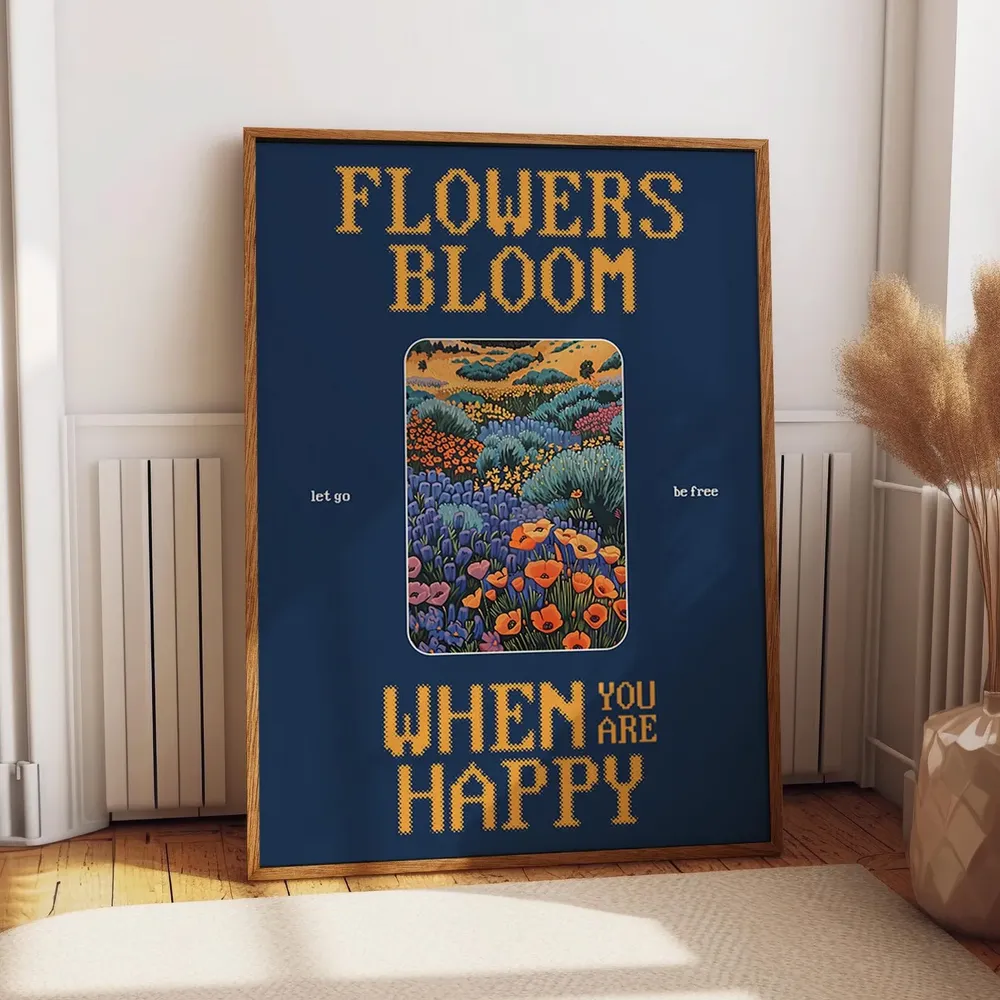 Field Of Blooming Flowers, Let Go Be Free Poster