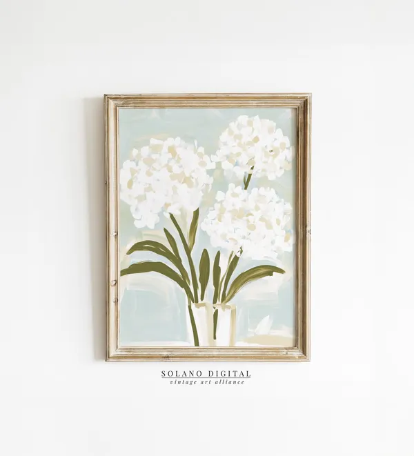 Modern Southern Floral Hydrangea Botanical Art Print