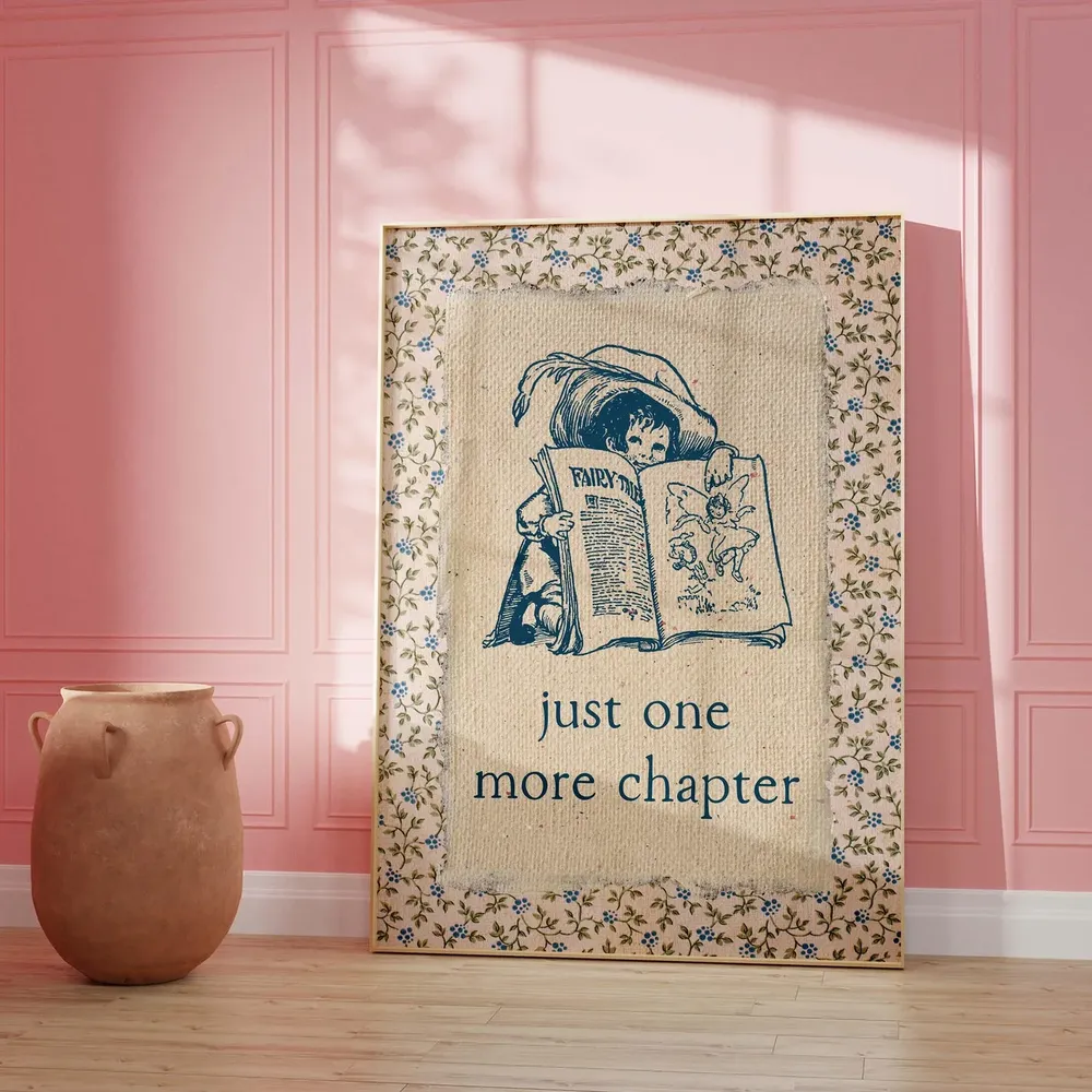 Vintage Book Art, One More Chapter Reading Print - Image 4