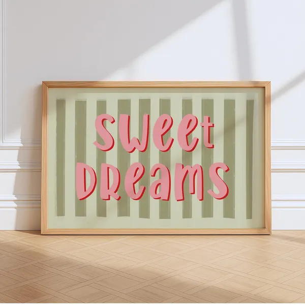 Sweet Dreams Typography Poster, Retro Minimalist Art