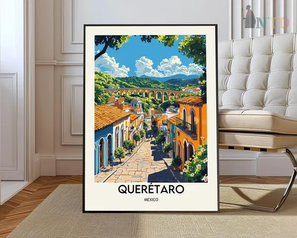 Queretaro Travel Poster, Mexico Wall Art Print