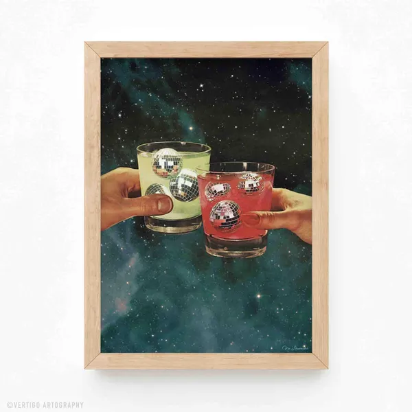 Cosmic Disco Ball Margarita Art Print
