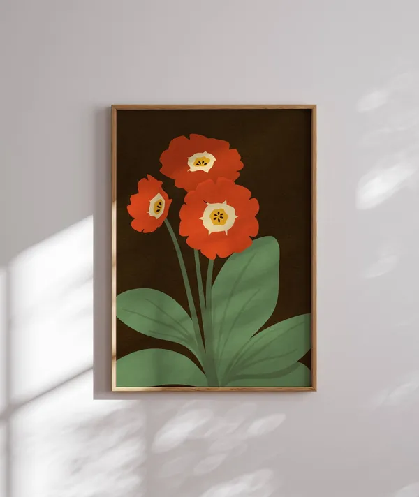 Vintage Floral Art Print, Mid Century Modern Retro