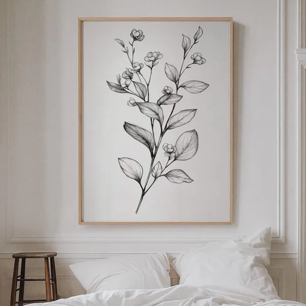 Minimalist Botanical Line Art Floral Art Print