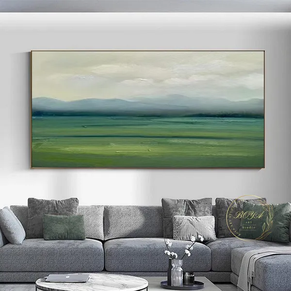 Green Abstract Landscape, Minimalist Art Print