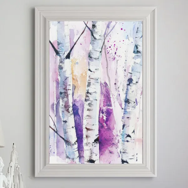 Birch Forest Watercolor Tree Artwork, Art Print