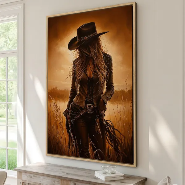 Cowgirl Western Style Art Print, Rustic Decor