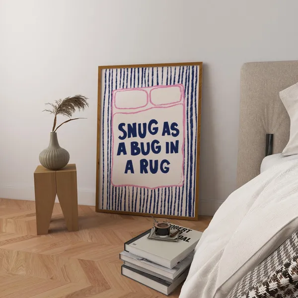 Snug As A Bug Retro Bedroom Nursery Art Print