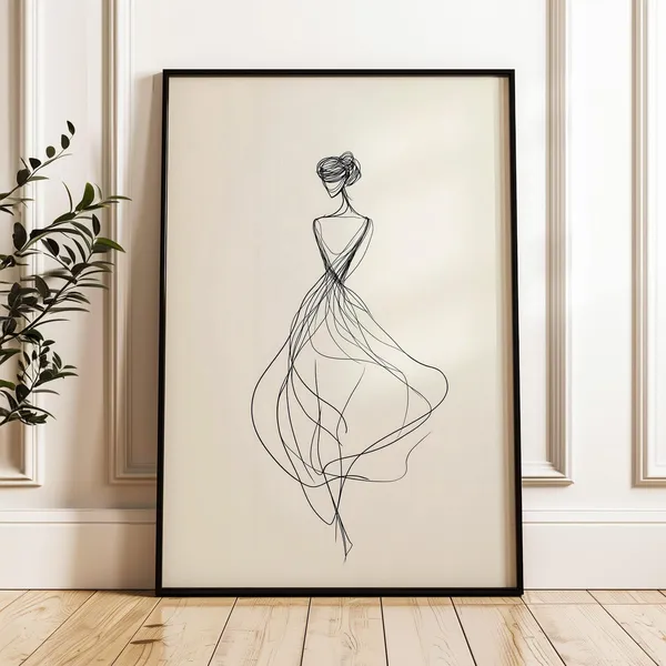 Vintage Female Sketch Art Print, Mid-Century Modern