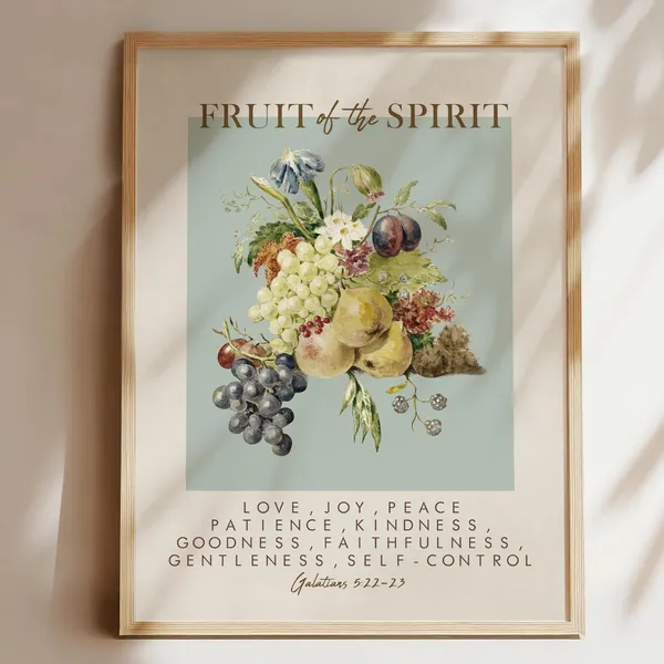 Fruit of the Spirit Scripture Art Print, Vintage
