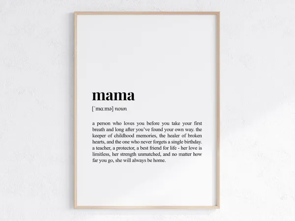 Mama Definition Art Print, Heartfelt Gift for Mom