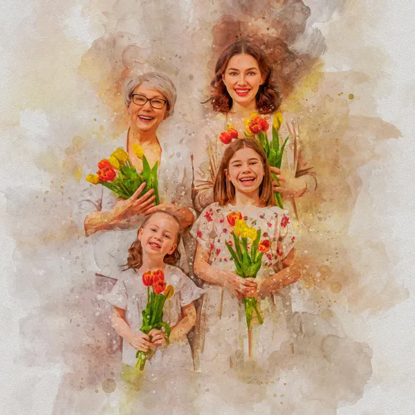 Watercolor Mom Portrait, Gift for Mom Art Print