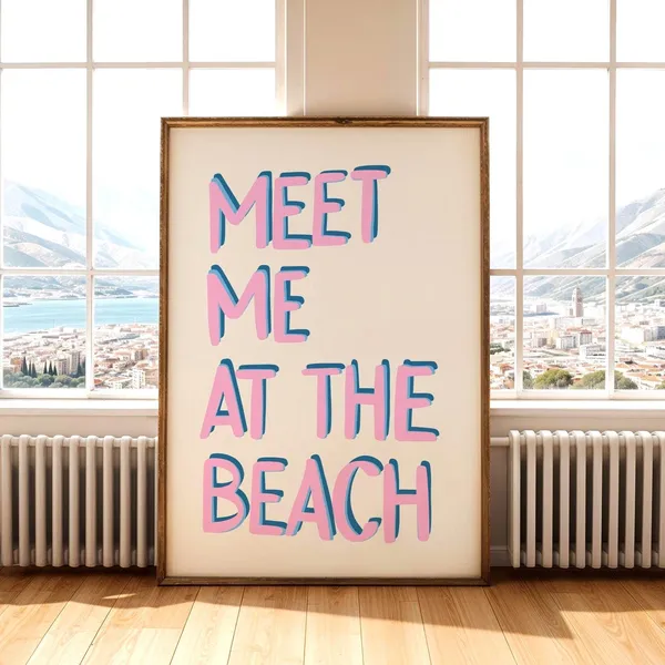 Meet Me At The Beach Vintage Coastal Art Print