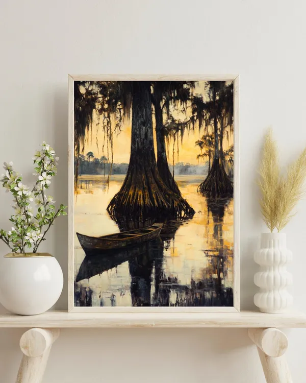 Atchafalaya Basin Travel Poster, Louisiana Nature Art