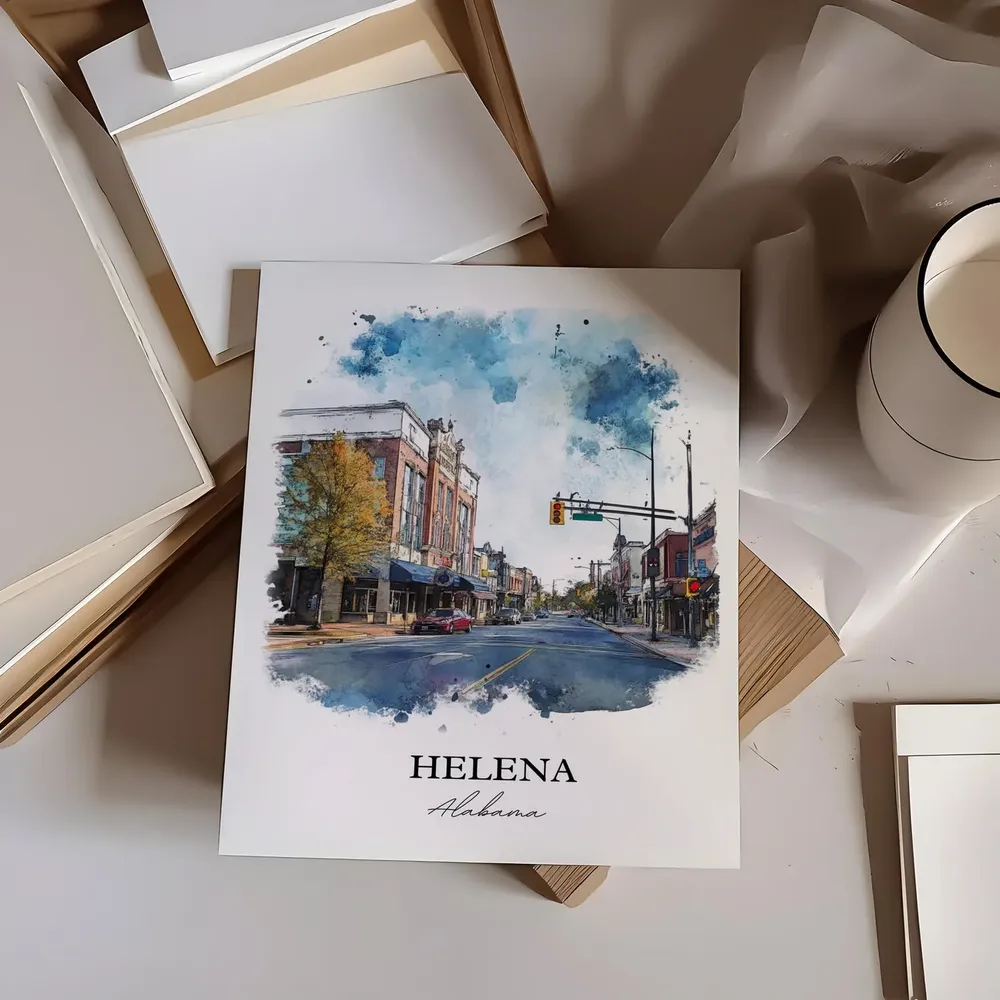 Helena AL Travel Poster, Watercolor Wall Art - Image 3