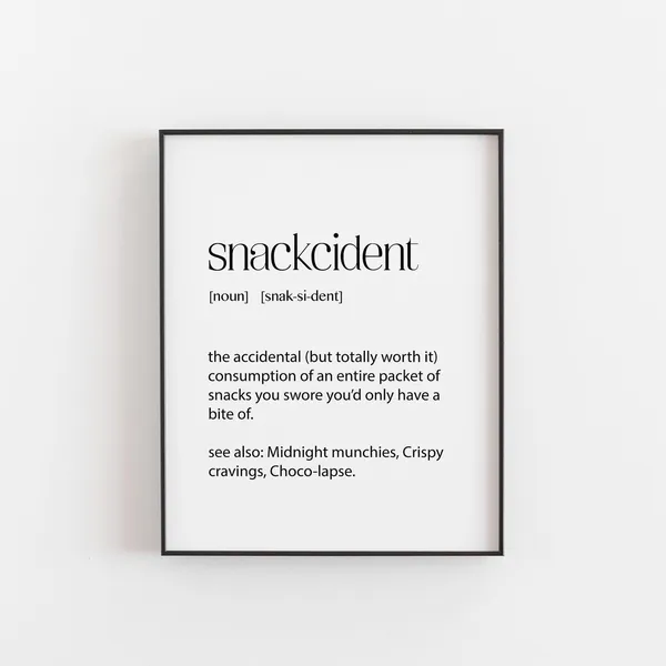 Snackcident Funny Food Fail Art Print, Midnight Munchies