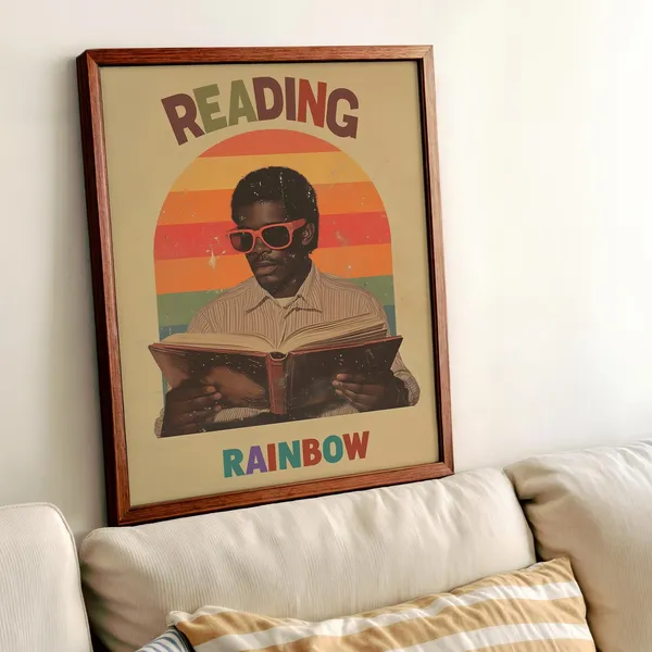 Retro Reading Rainbow Art Print, 90s Nostalgia