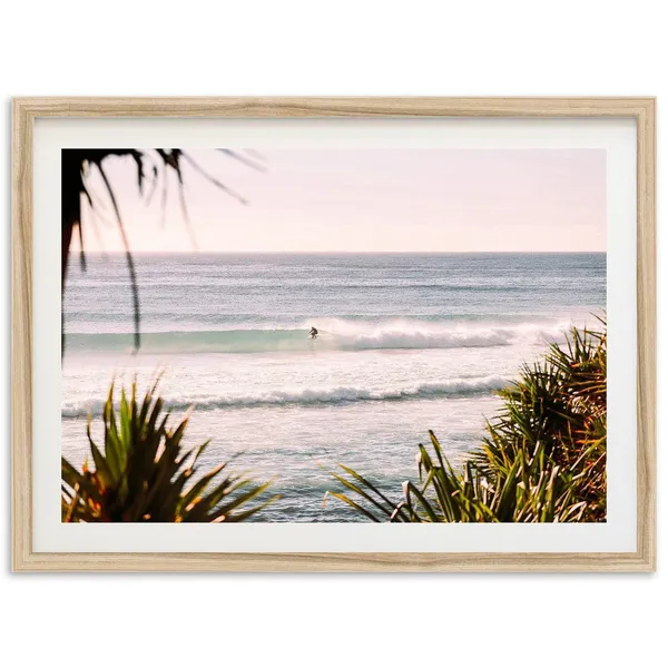 Surf Print Coastal Beach Ocean Waves Pink Art Print