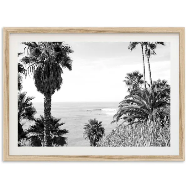 Swamis Beach Surf Photography Art Print, Black and White