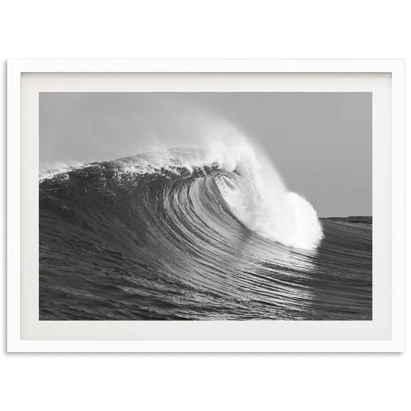 Big Wave Ocean Black and White Art Print