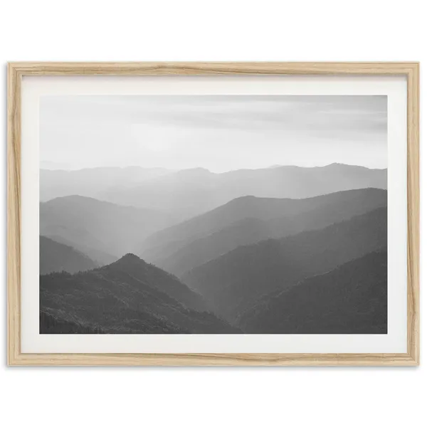 Mountain Sunset Black And White Landscape Art Print