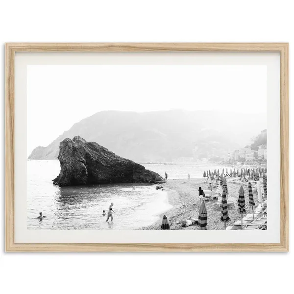 Minimalist Beach Print, Black And White Italy