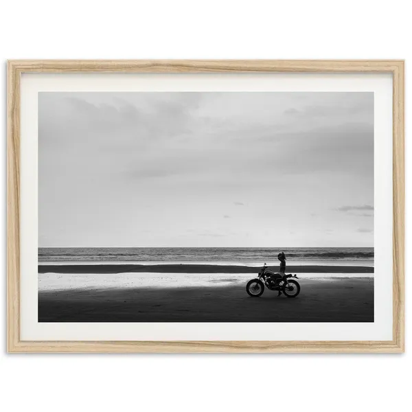 Motorcycle Print, Coastal Cowgirl Vintage Beach Photo