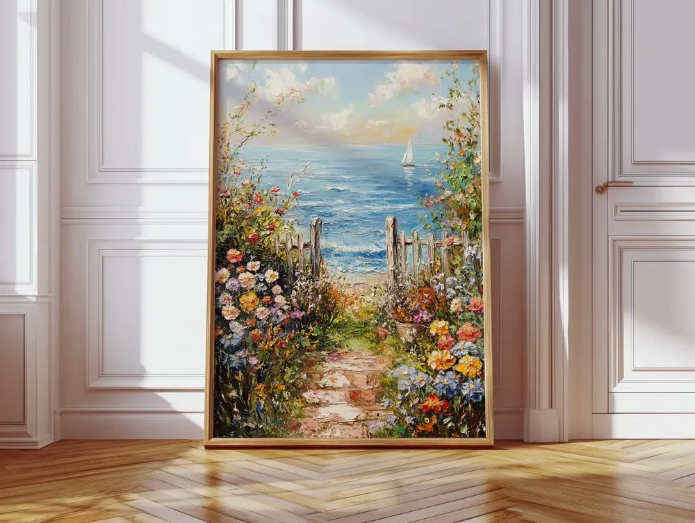 Seaside Garden Path Vintage Impressionist Art Print - Image 4