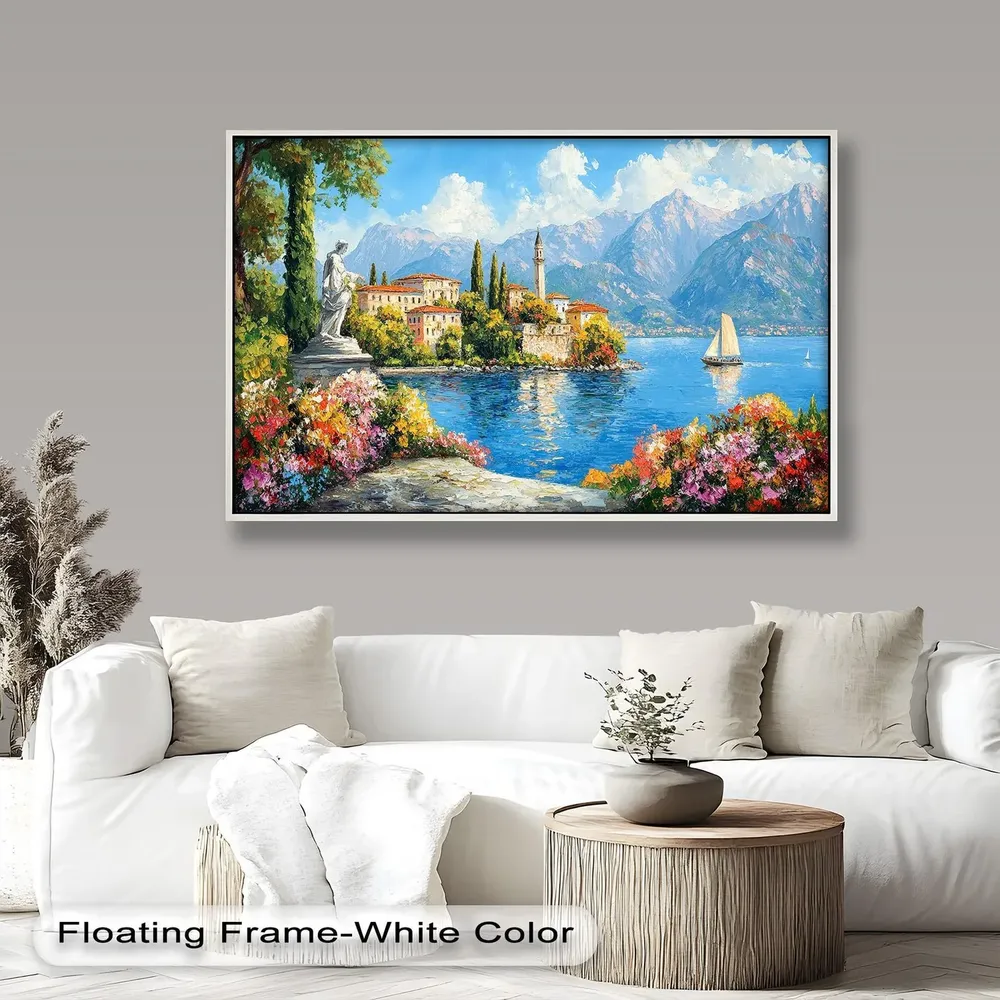 Mediterranean Landscape Poster Print, Italian Lake View