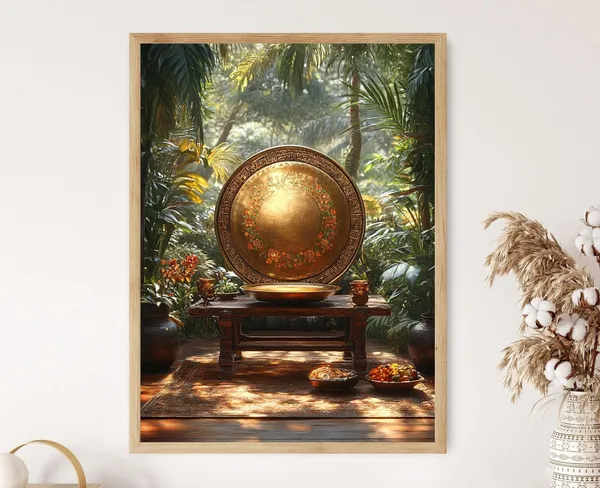 Indonesian Gamelan Gong Art Print, Traditional Music
