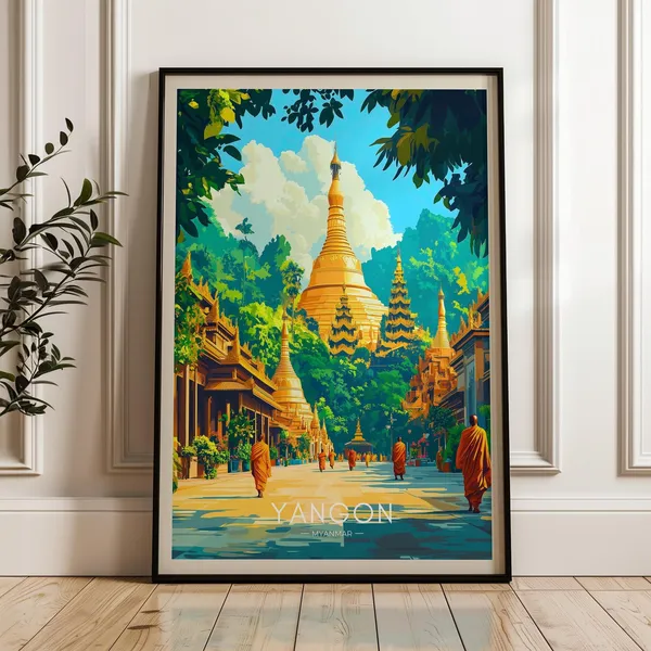 Yangon - Vintage Travel Poster