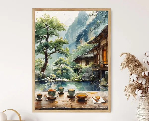 Traditional Korean Tea Ceremony, Tea House Art Print